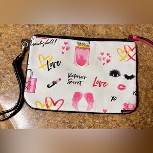 Victoria's Secret White and Pink Cosmetic Bag
